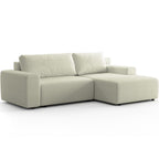 Luno - Canapé d'Angle Réversible Convertible 5 Places avec Coffre de Rangement en Tissu Chenille - Beige