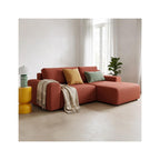 Luno - Canapé d'Angle Réversible Convertible 5 Places avec Coffre de Rangement en Tissu Chenille - Terracotta