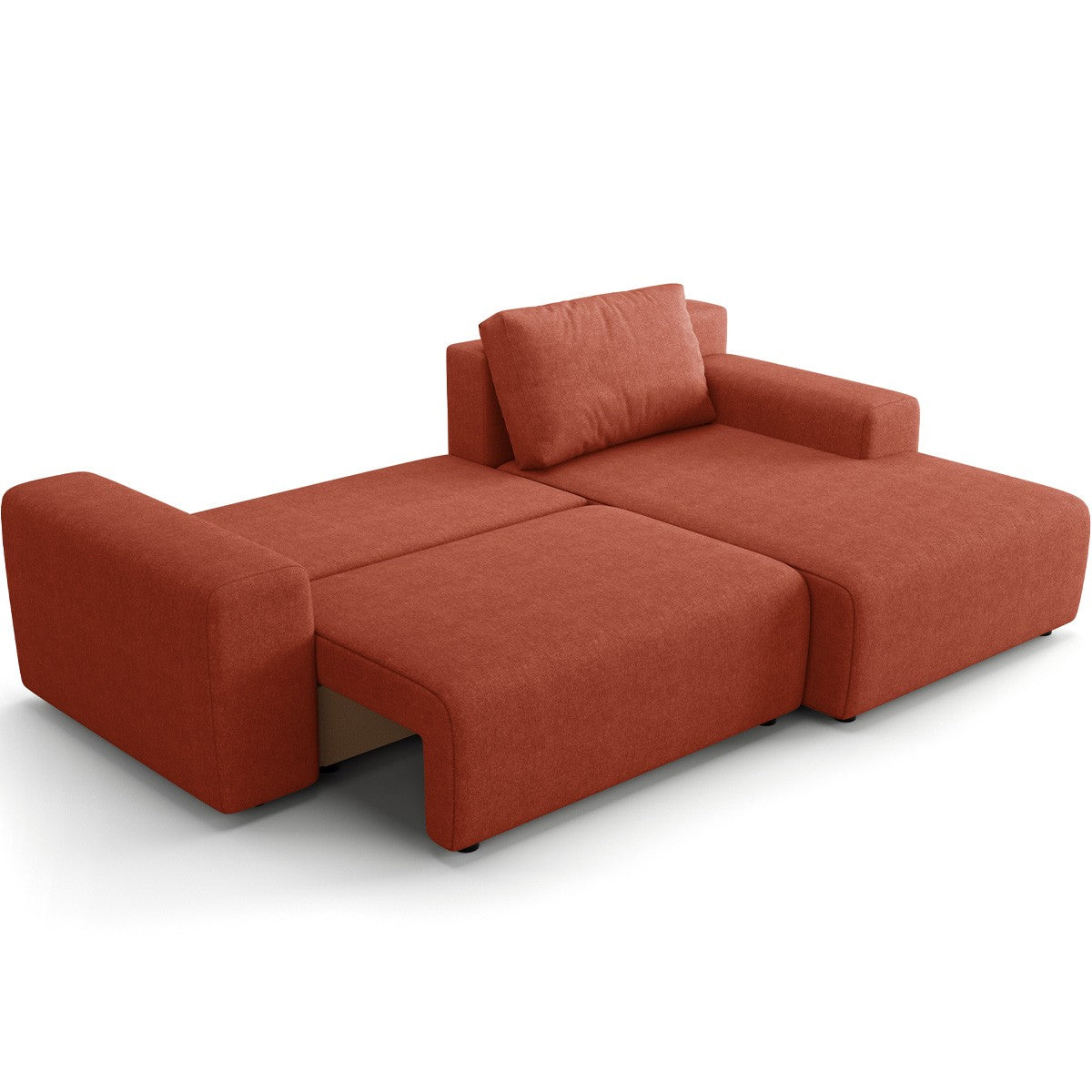 Luno - Canapé d'Angle Réversible Convertible 5 Places avec Coffre de Rangement en Tissu Chenille - Terracotta