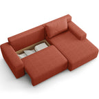Luno - Canapé d'Angle Réversible Convertible 5 Places avec Coffre de Rangement en Tissu Chenille - Terracotta
