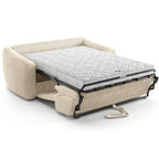 Suzie - Canapé Droit Convertible 3 Places en Velours Côtelé - Ouverture Express - Beige