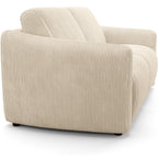 Suzie - Canapé Droit Convertible 3 Places en Velours Côtelé - Ouverture Express - Beige