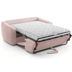 Suzie - Canapé Droit Convertible 3 Places en Velours Côtelé - Ouverture Express - Rose Pâle