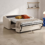 Suzie - Canapé Droit Convertible 3 Places en Tissu Chenille - Ouverture Express - Beige