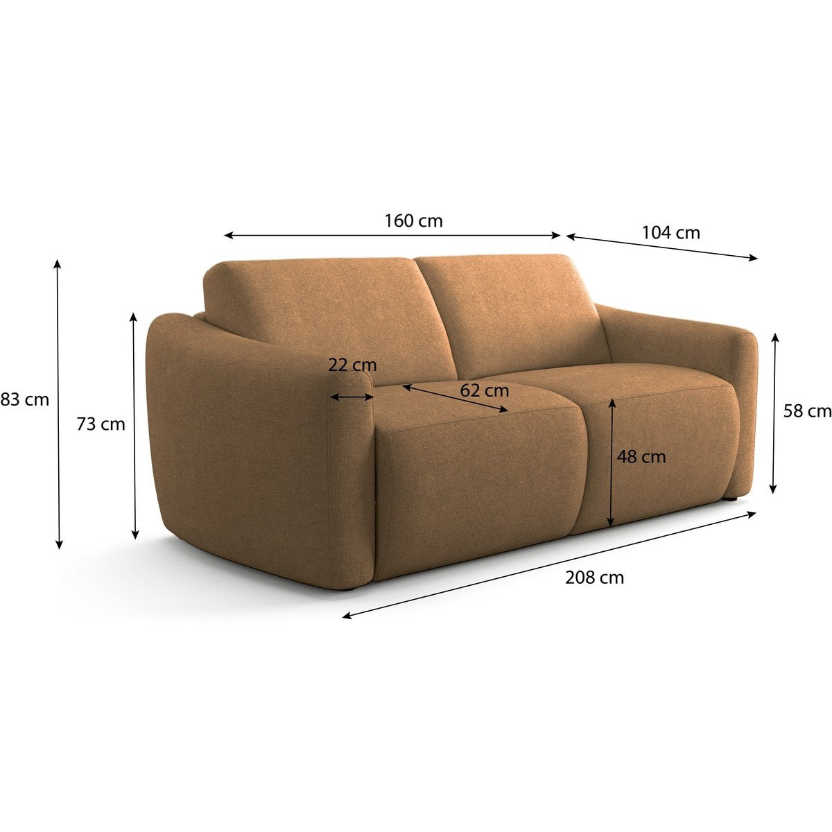 Suzie - Sofa Prosta Rozkładana - Tkanina Szenilowa - Mokka