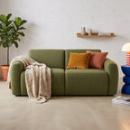 Suzie - Canapé Droit Convertible 3 Places en Tissu Chenille - Ouverture Express - Vert Olive