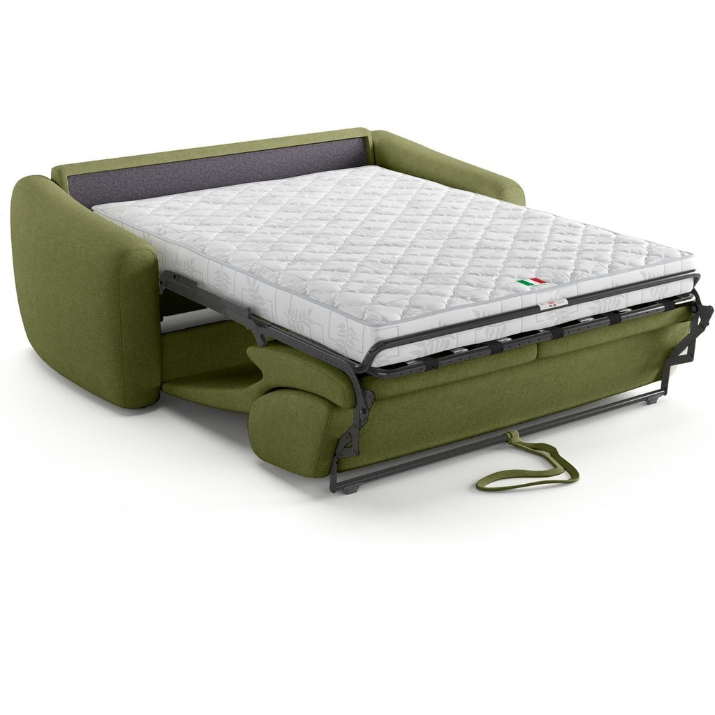 Suzie - Canapé Droit Convertible 3 Places en Tissu Chenille - Ouverture Express - Vert Olive