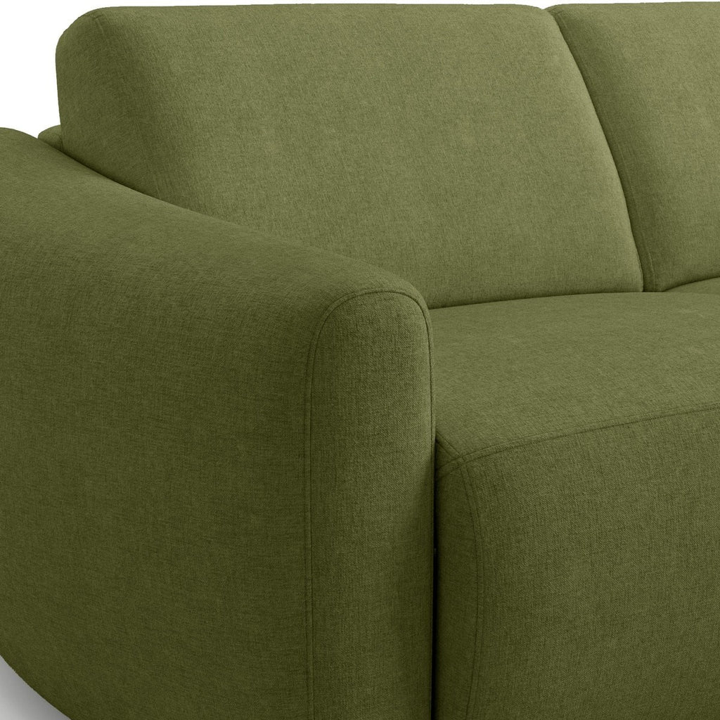 Suzie - Canapé Droit Convertible 3 Places en Tissu Chenille - Ouverture Express - Vert Olive