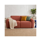 Suzie - Canapé Droit Convertible 3 Places en Tissu Chenille - Ouverture Express - Terracotta
