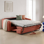 Suzie - Canapé Droit Convertible 3 Places en Tissu Chenille - Ouverture Express - Terracotta