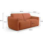 Suzie - Canapé Droit Convertible 3 Places en Tissu Chenille - Ouverture Express - Terracotta