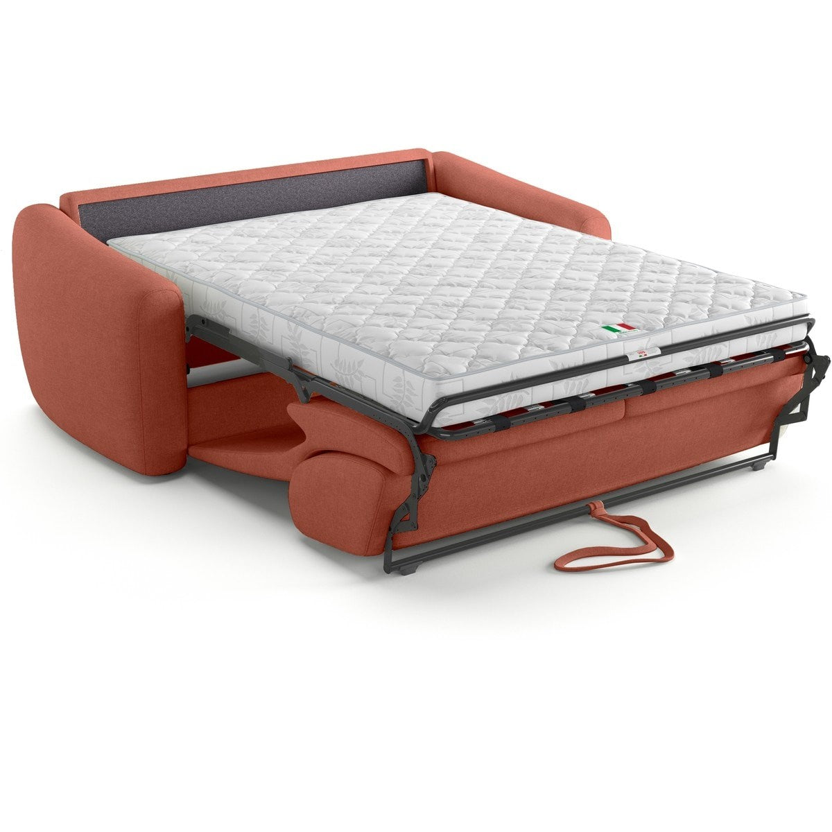 Suzie - Canapé Droit Convertible 3 Places en Tissu Chenille - Ouverture Express - Terracotta