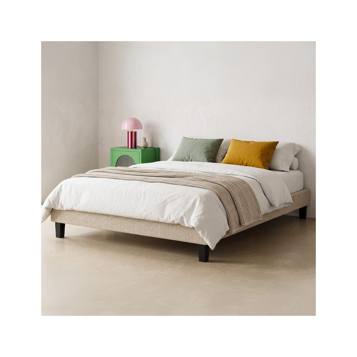 Axel - Sommier Déco à Lattes en Tissu - Beige