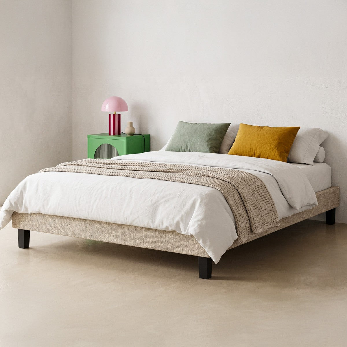 Axel - Sommier Déco à Lattes en Tissu - Beige