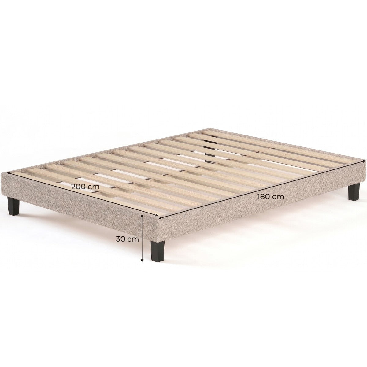 Axel - Sommier Déco à Lattes en Tissu - Beige