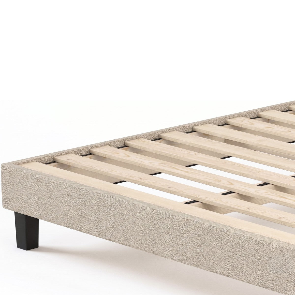 Axel - Sommier Déco à Lattes 90x190 cm en Tissu - Beige