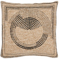 Funda de cojín círculos negros efecto yute natural alfombras Nazar