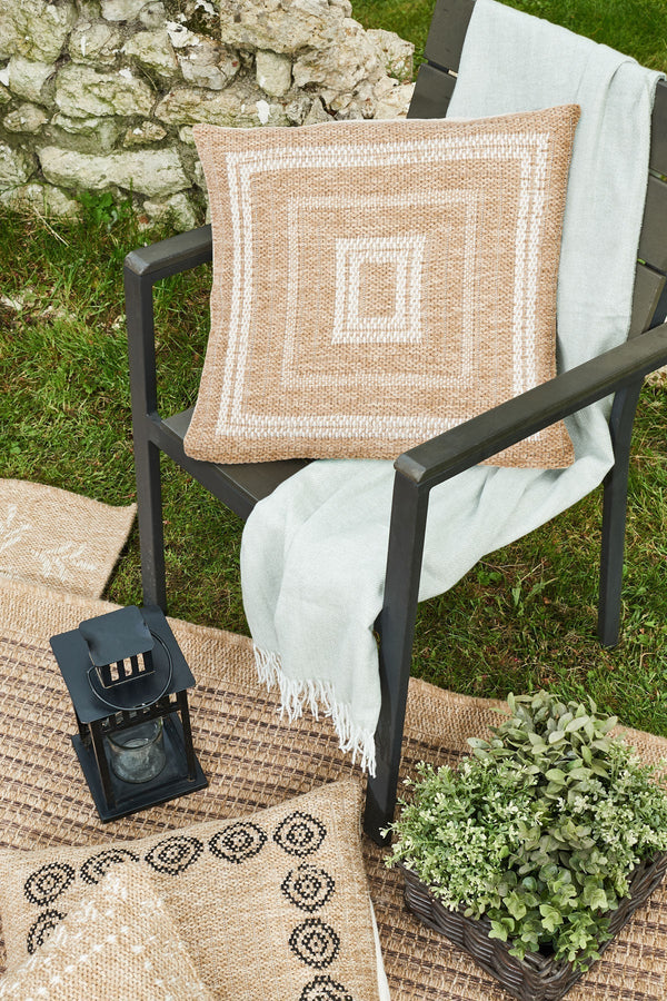 Funda de cojín rectangular blanca con efecto yute natural Alfombras Nazar