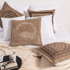 Black rectangle cushion cover with natural jute effect Nazar rugs