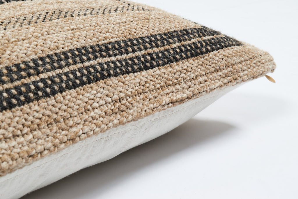 Black rectangle cushion cover with natural jute effect Nazar rugs