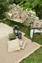 Black rectangle cushion cover with natural jute effect Nazar rugs