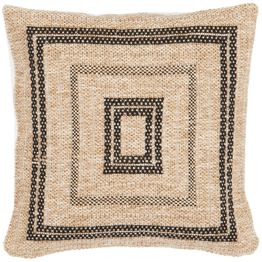 Black rectangle cushion cover with natural jute effect Nazar rugs
