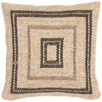 Black rectangle cushion cover with natural jute effect Nazar rugs