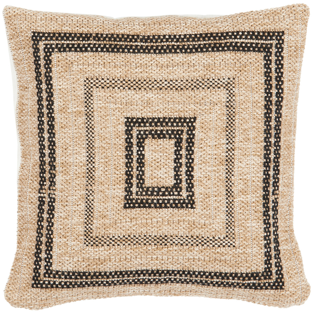 Black rectangle cushion cover with natural jute effect Nazar rugs