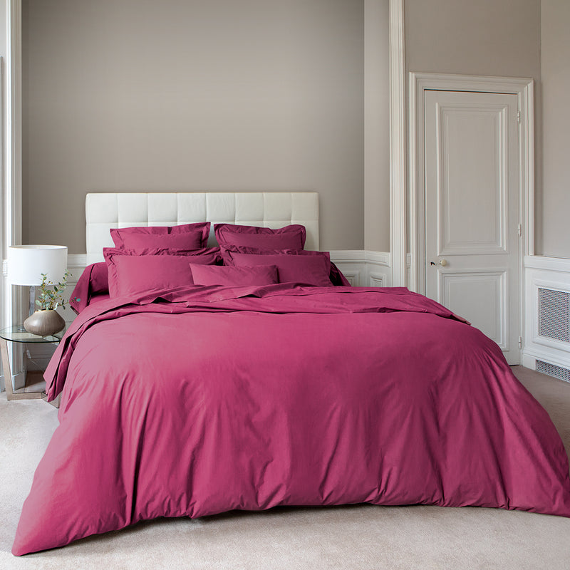 Housse De Couette - Percale Unie - Amarante