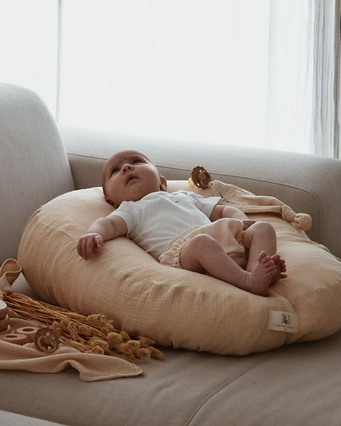 Housse Coussin D'Allaitement Gaze De Coton - Écru