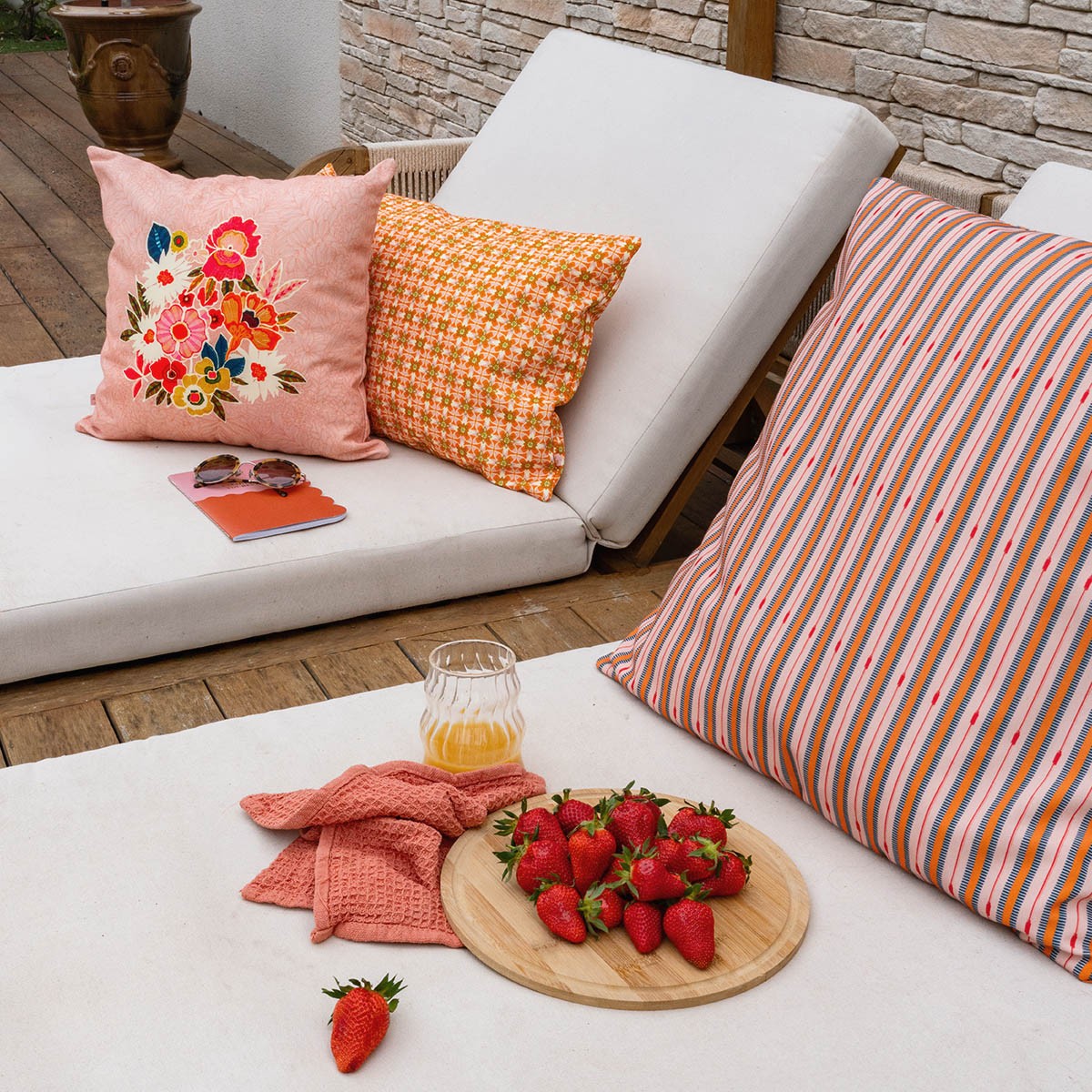 Housse De Coussin D'Extérieur Kimiko Rose