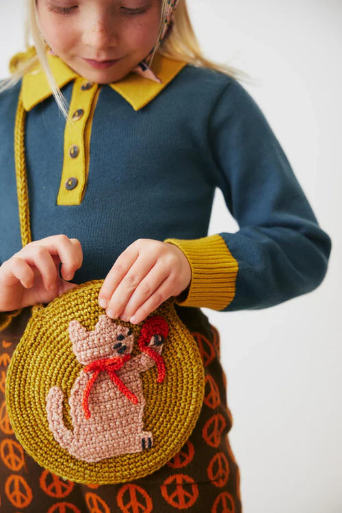 Bolso de mano Circle Cat limón - Descubre la colección AW22 Misha & Puff para encontrar en www.amaetc.com, concept store ecológico para niños