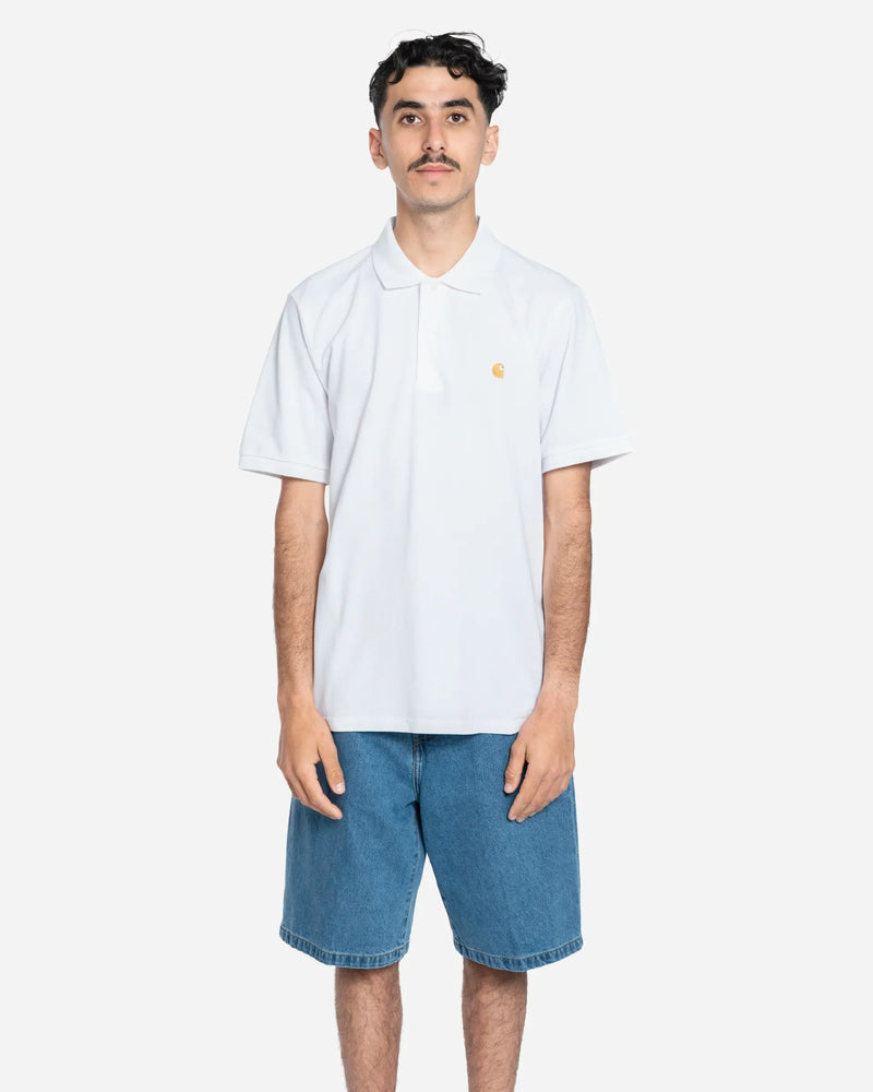 Carhartt Wip - Polo de manga corta Chase Pique - Blanco/Oro
