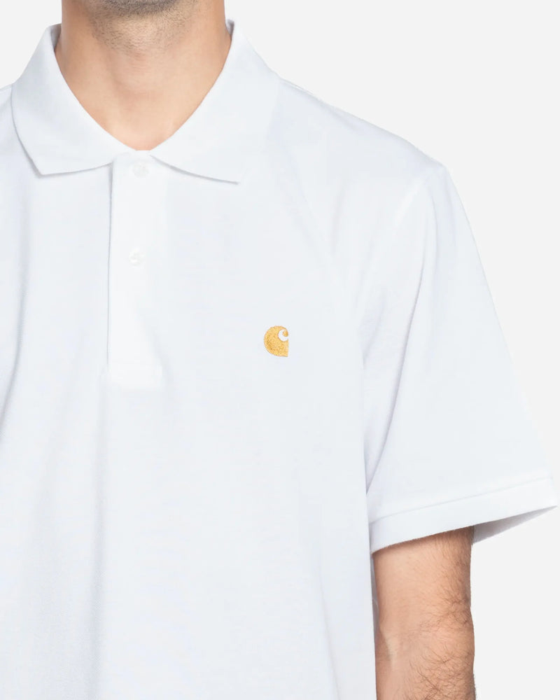 Carhartt Wip - Polo de manga corta Chase Pique - Blanco/Oro