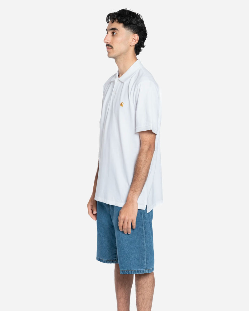 Carhartt Wip - Polo de manga corta Chase Pique - Blanco/Oro