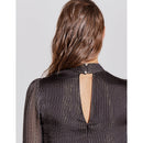 IKKS - Pure Edition Blouse Col Montant En Soie Et Fil Doré - Noir
