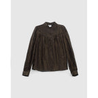IKKS - Pure Edition Blusa Cuello Alto En Seda E Hilo Dorado - Negro