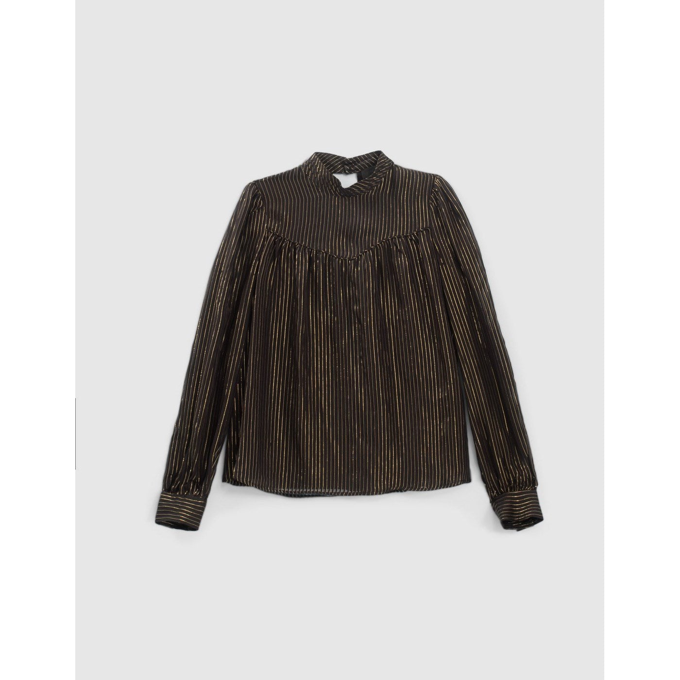IKKS - Pure Edition Blusa Cuello Alto En Seda E Hilo Dorado - Negro