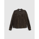IKKS - Pure Edition Blouse Col Montant En Soie Et Fil Doré - Noir