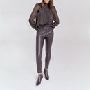 IKKS - Pure Edition Blouse Col Montant En Soie Et Fil Doré - Noir
