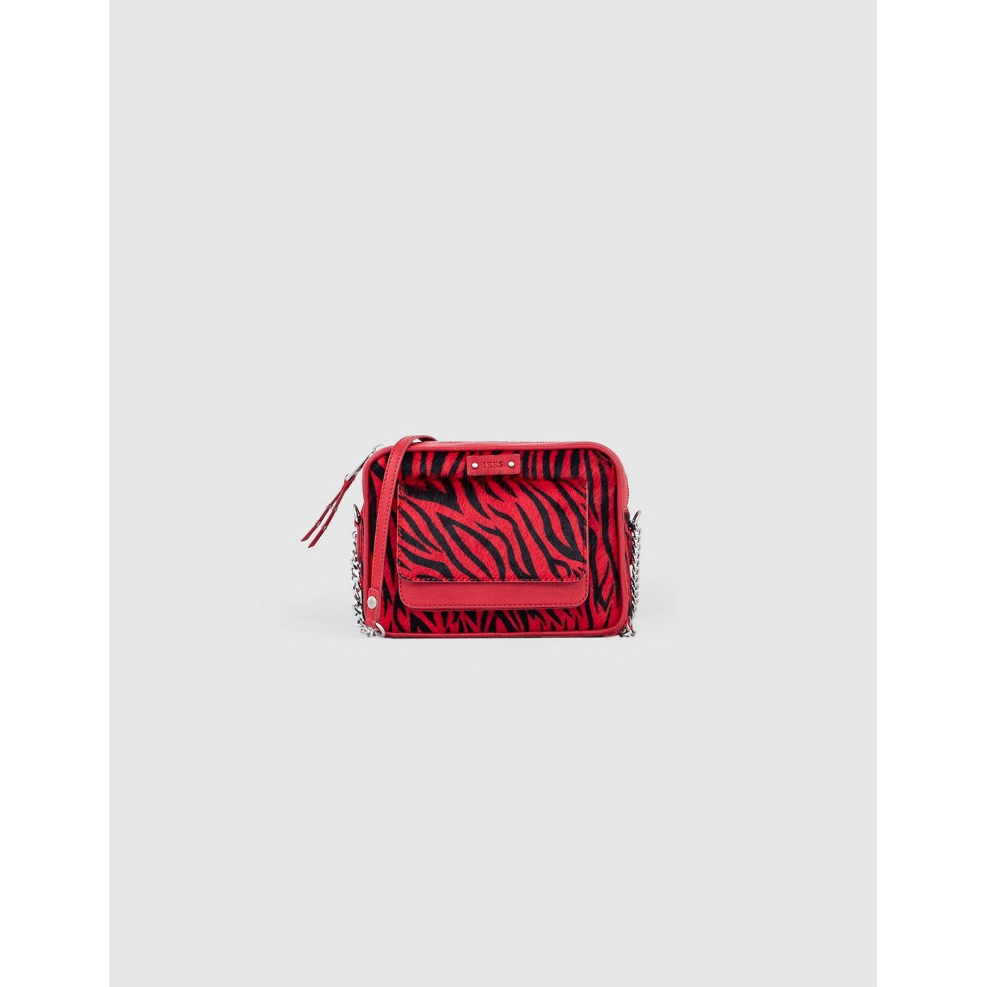 IKKS - Bolso Boxy The Lover Efecto Pony Cebra Negro Y Rojo - Bermellón