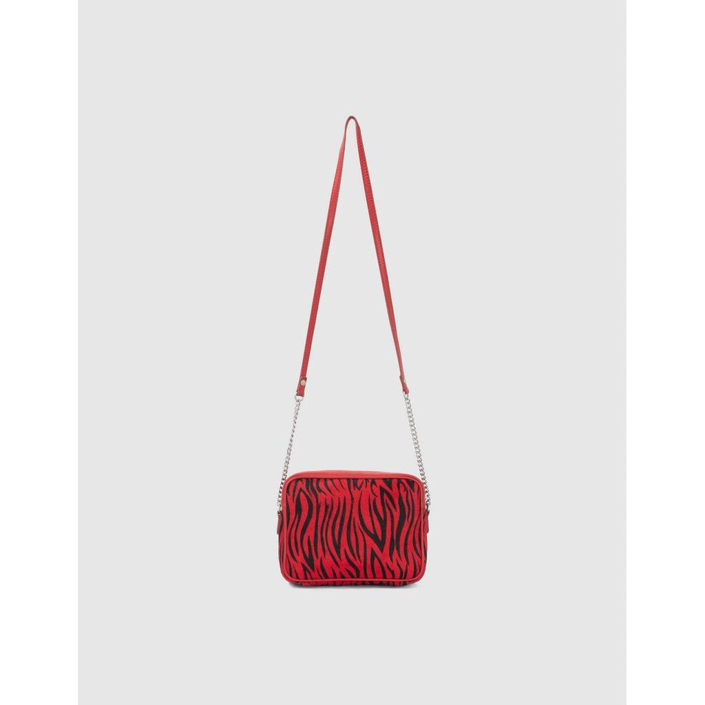 IKKS - Bolso Boxy The Lover Efecto Pony Cebra Negro Y Rojo - Bermellón