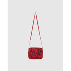 IKKS - Bolso Boxy The Lover Efecto Pony Cebra Negro Y Rojo - Bermellón