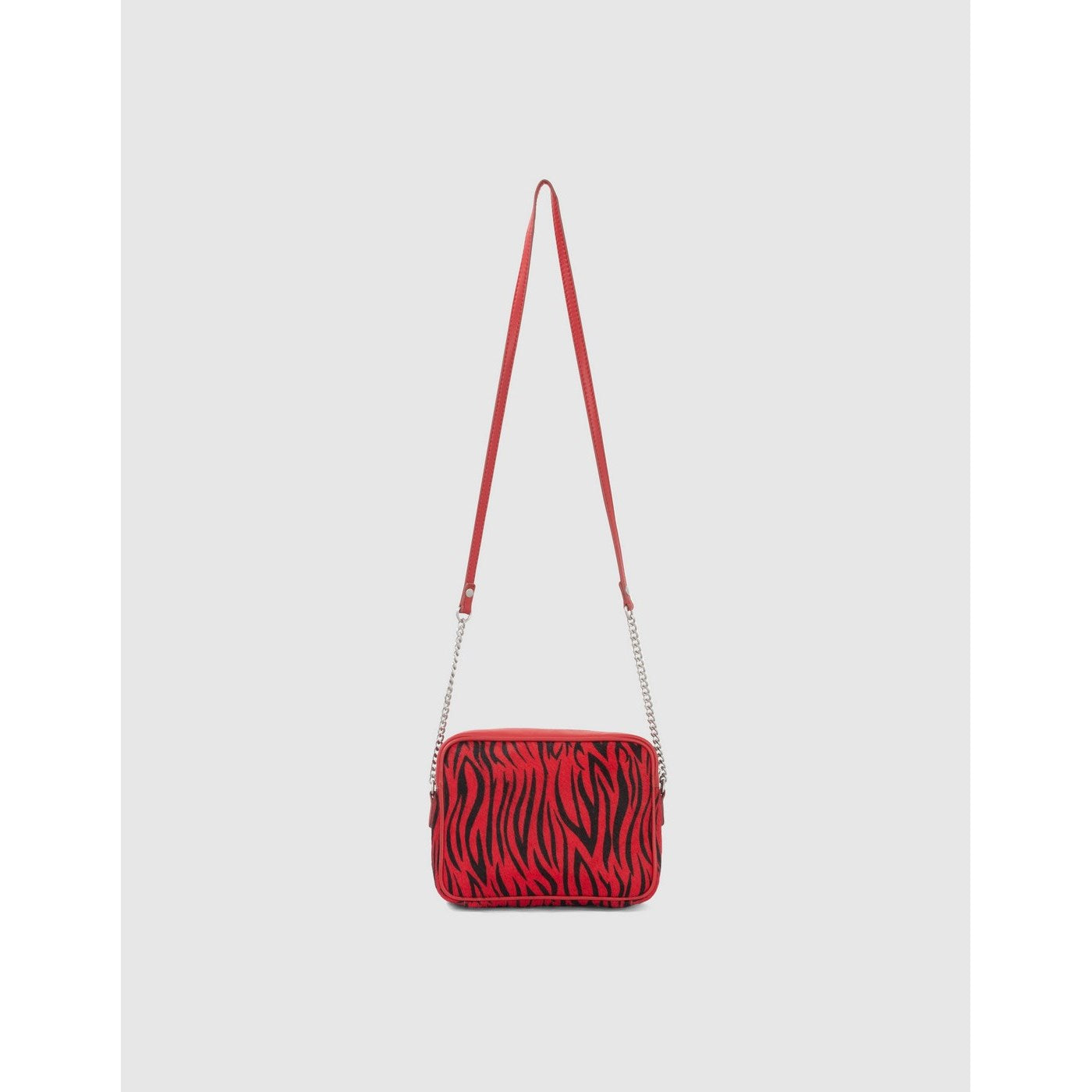 IKKS - Bolso Boxy The Lover Efecto Pony Cebra Negro Y Rojo - Bermellón