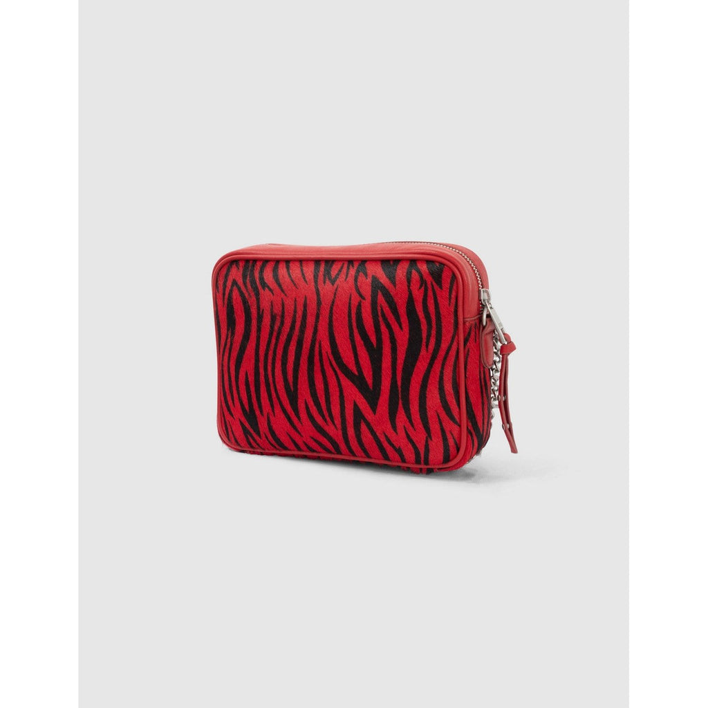 IKKS - Bolso Boxy The Lover Efecto Pony Cebra Negro Y Rojo - Bermellón