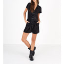 IKKS - Combi Short Noir En Panne De Velours Reliefée I.Code - Noir