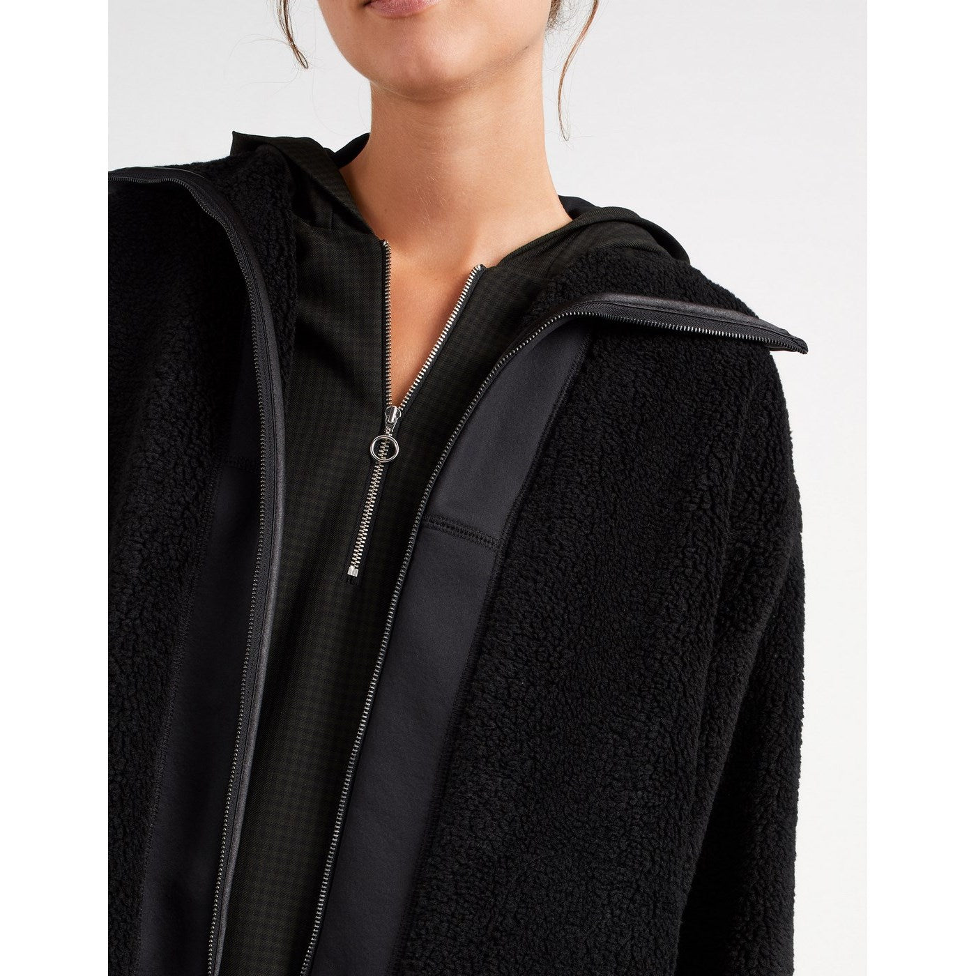 IKKS - Chaqueta Negra Sherpa Con Cuello Camionero Y Capucha I.Code - Negro