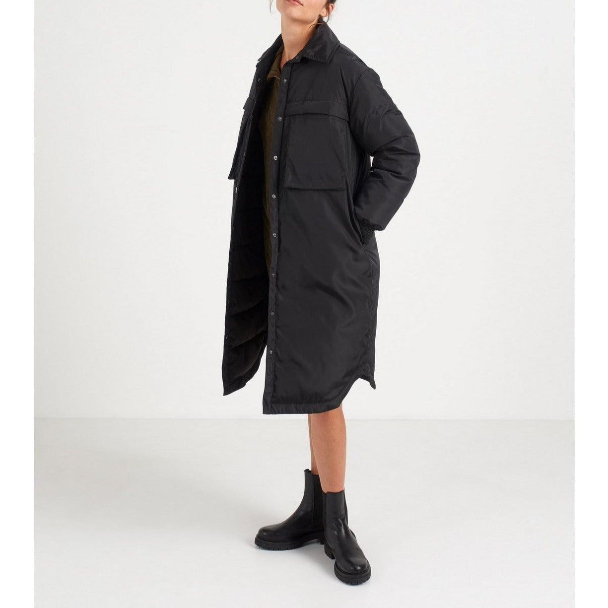 IKKS - Plumífero Largo Negro Con Maxi Bolsillos I.Code - Negro