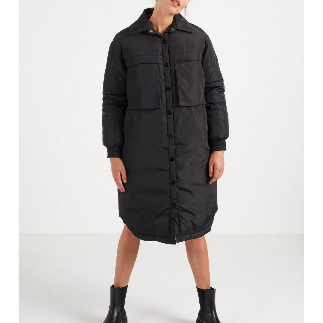 IKKS - Plumífero Largo Negro Con Maxi Bolsillos I.Code - Negro