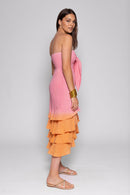 Ilanila Dubai Tie & Dye Dress - Pink & Yellow